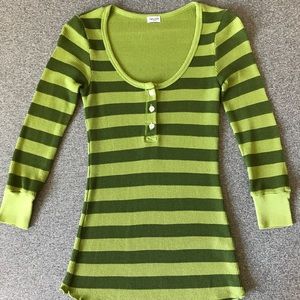 Splendid Green Stripe Thermal Top XS